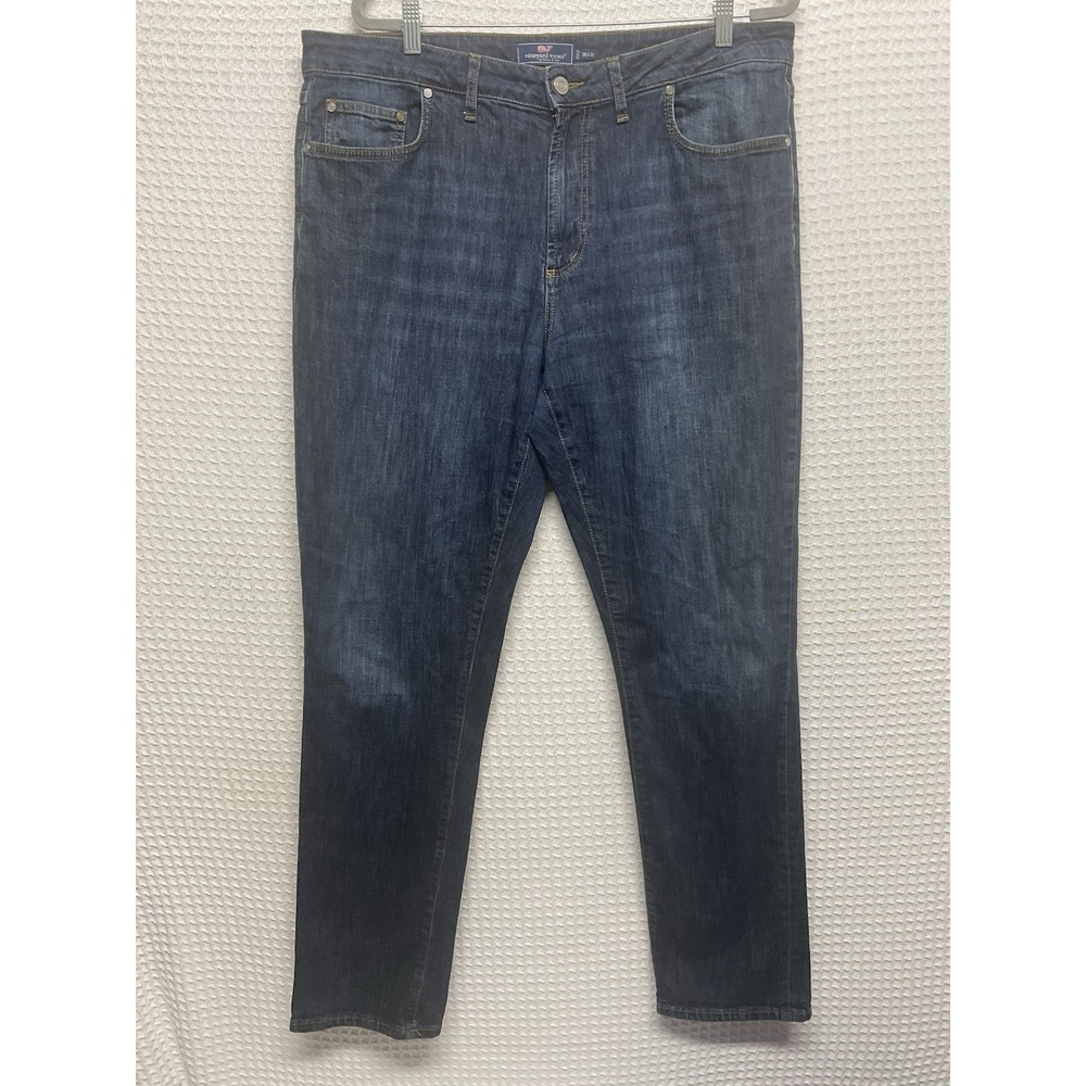 vineyard vines 38x32 Men's Blue Straight Denim Jeans Stretch 5-Pocket MediumWash
